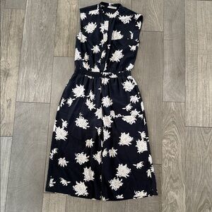 Vince 100% Silk Navy and White Floral Jumpsuit